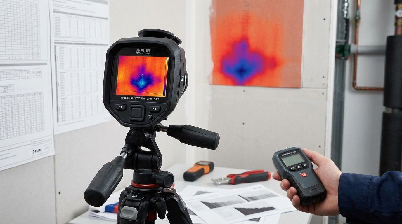 新竹抓漏FLIR熱顯像儀檢測漏水位置-大新竹安家科技抓漏